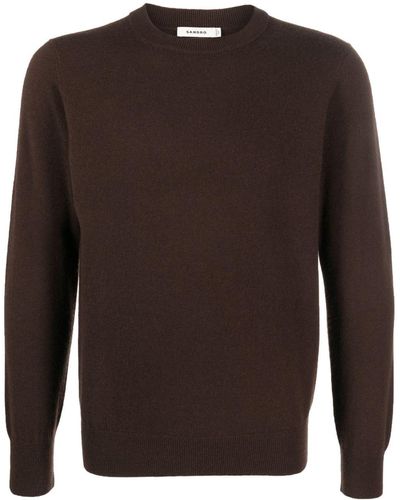 Sandro Fine-knit Round Neck Sweater - Brown