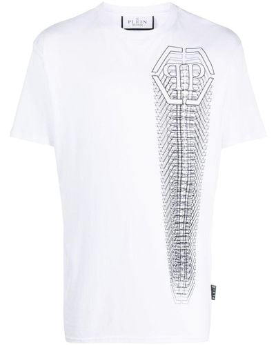 Philipp Plein Camiseta SS con cuello redondo - Blanco