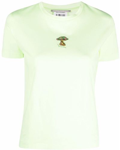 Stella McCartney Mushroom Embroidery Round-neck T-shirt - Green