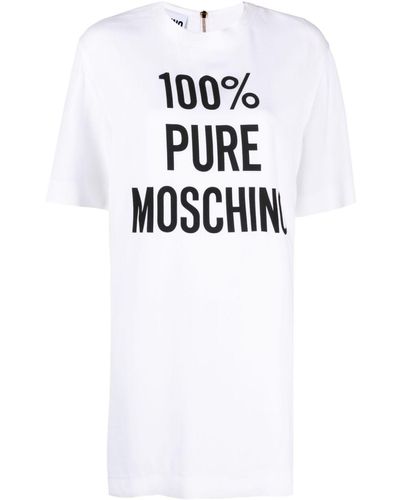 Moschino Logo-Print Crepe Minidress - White