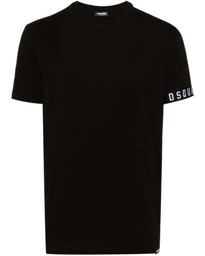 DSquared² T-shirt à bandes logo - Noir