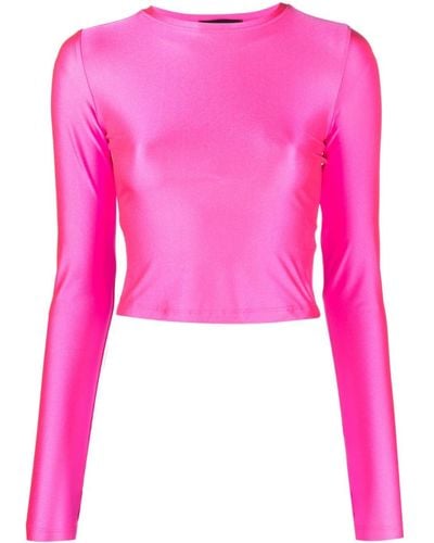 Styland Long-sleeve Cropped T-shirt - Pink