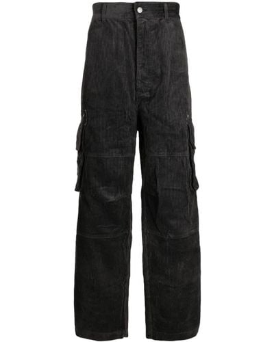 Izzue Corduroy Wide-leg Trousers - Black