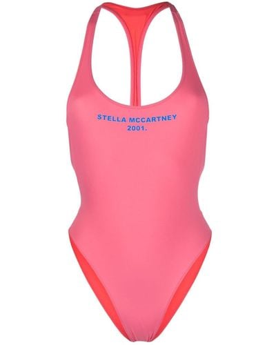 Stella McCartney Logo-print Cut-out Swimsuit - Pink