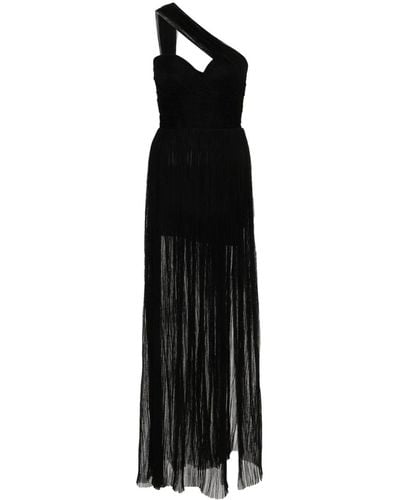 Maria Lucia Hohan Robe longue Elestia plissée en tulle - Noir