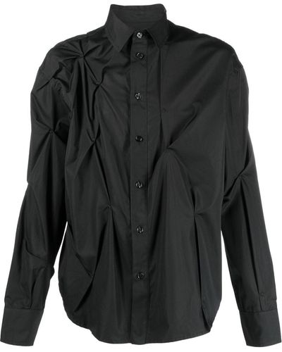Kusikohc Ruched Cotton Shirt - Black