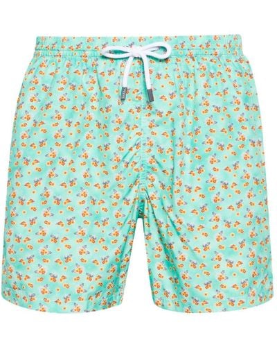 Barba Napoli Floral-print Swim Shorts - Green
