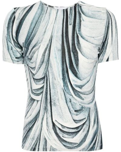 Rabanne T-Shirt mit Statuen-Print - Blau