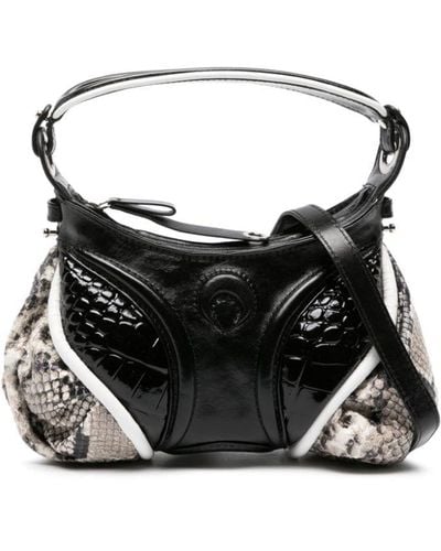 Marine Serre Futura Mini Leather Top Handle Bag - Women's - Lambskin/goat Skin/polyester - Black