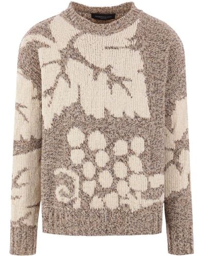 FEDERICO CINA Grape Intarsia-knit Sweater - Brown