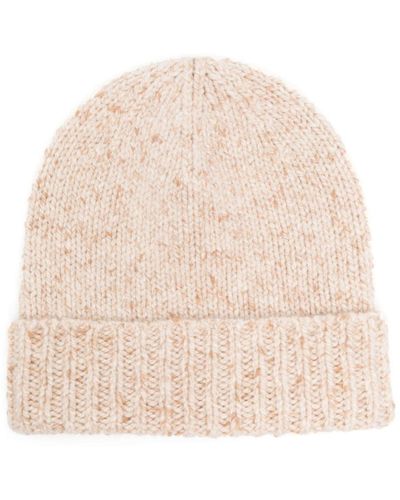 Johnstons of Elgin Ribbed Knitted Beanie - Natural