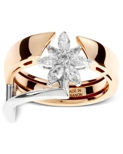 YEPREM 18kt Rose Gold Electrified Diamond Ring - White