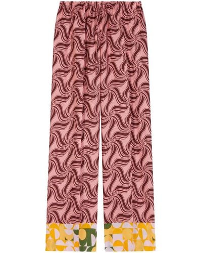 Dries Van Noten Swirl-print Wide-leg Trousers - Red