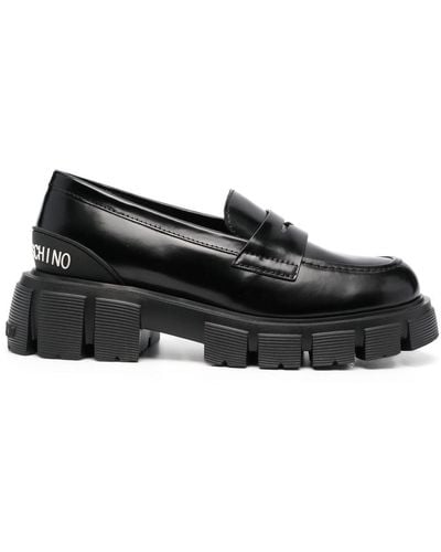 Love Moschino Embossed Logo Loafers - Black