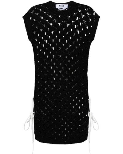 MSGM Open-knit Mini Dress - Black
