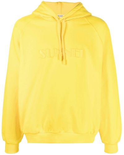 Sunnei Logo Drawstring Hoodie - Yellow