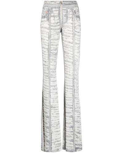 DIESEL Printed Flared Trousers - Grey