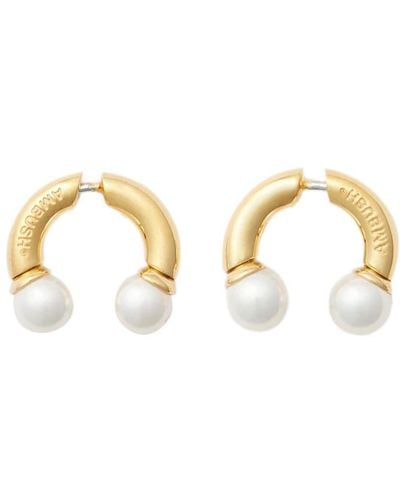 Ambush Barbell Faux Pearl-embellished Earrings - Metallic
