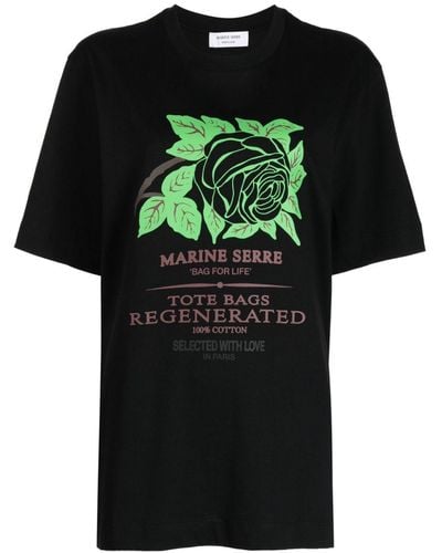 Marine Serre T-Shirt aus Bio-Baumwolle - Schwarz