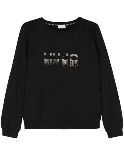 Liu Jo Rhinestoned Crew-neck Sweatshirt - Black