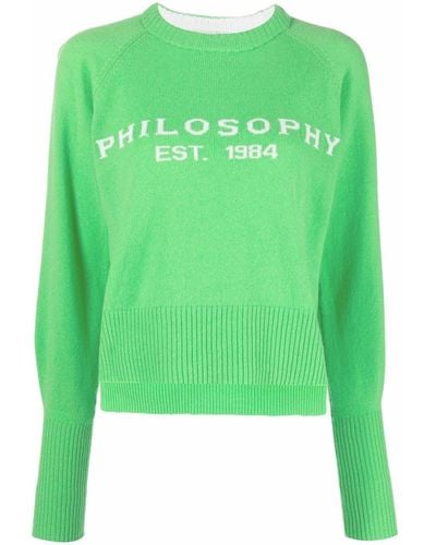Philosophy Di Lorenzo Serafini Logo-intarsia Crew-neck Sweater - Green