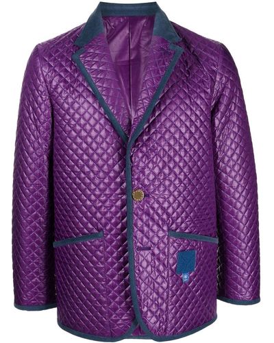 Fumito Ganryu Quilted Single-breasted Blazer - Purple