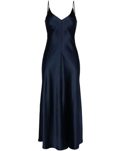 Voz V-neck Slip Silk Dress - Blue