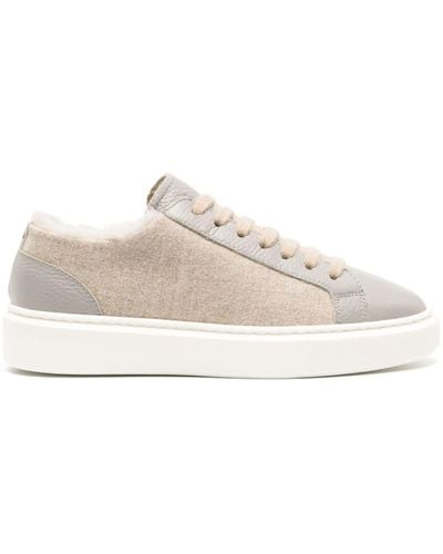 Doucal's Faux-shearling Leather Sneakers - White