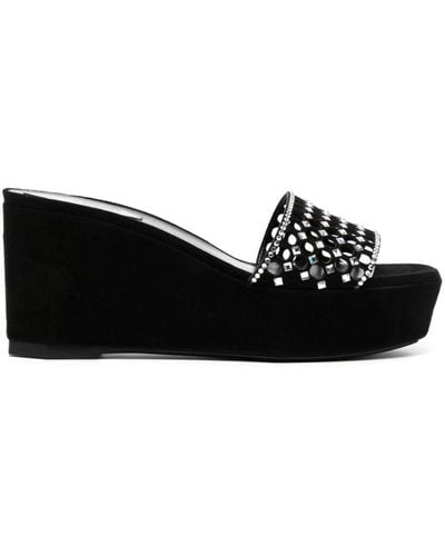 Rene Caovilla 90mm Crystal-embellished Platform Sandals - Black
