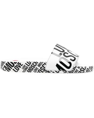 Love Moschino Logo-print Slides - White