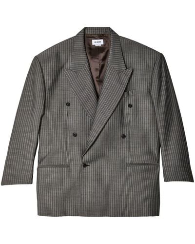 Hed Mayner Pinstripe Double-breasted Blazer - Gray