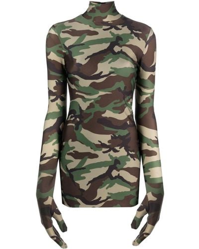 Vetements Camouflage-pattern Glove-sleeves Minidress - Green