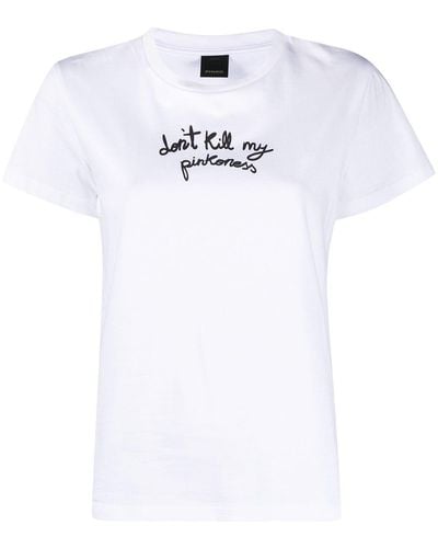 Pinko Graphic-print Cotton T-shirt - White
