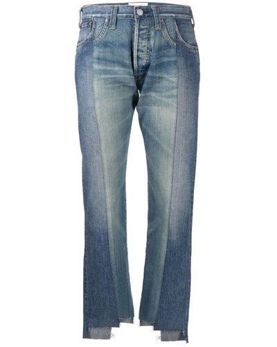 Junya Watanabe Jeans crop dritti con inserti - Blu