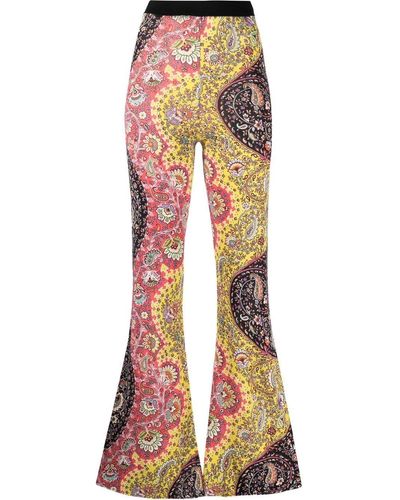 Etro Paisley-print Flared Trousers - Yellow