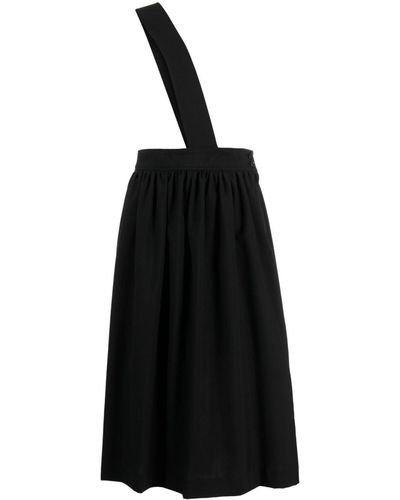 COMME DES GARÇON BLACK Crossover-strap Wool Midi Skirt - Zwart