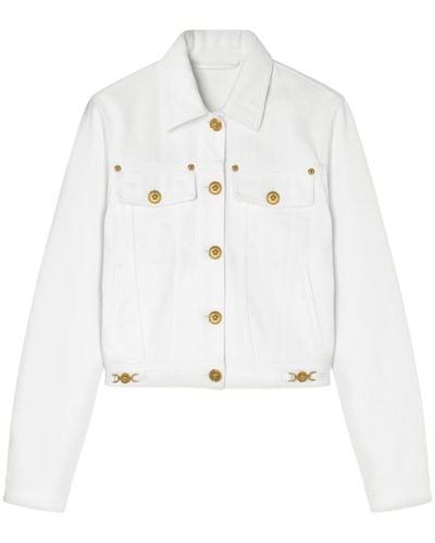 Versace Medusa Head-buttons Denim Jacket - White