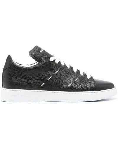 Kiton Seam-detail Leather Sneakers - Black
