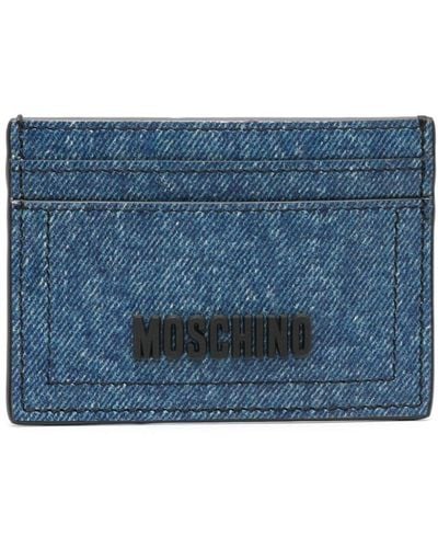 Moschino Porte-cartes en jean à logo - Bleu