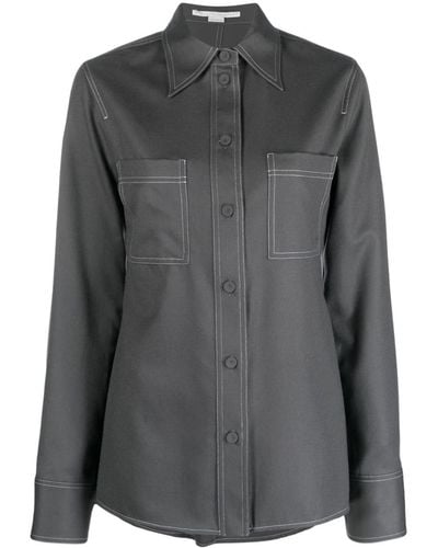 Stella McCartney Pointed-collar Flannel Shirt - Gray