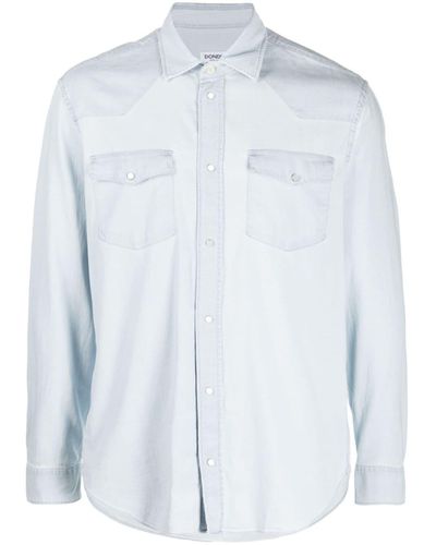 Dondup Plain Stretch-cotton Denim Shirt - Blue