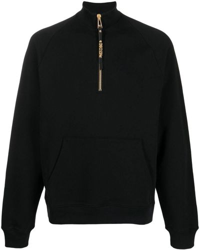 Moschino Logo-embellished Zipped-up Sweatshirt - Black