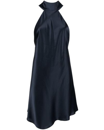 Michelle Mason Robe courte en soie à dos-nu - Bleu