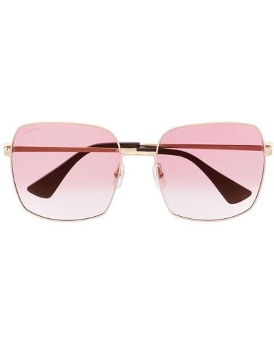 Cartier Logo-engraved Square-frame Sunglasses - Pink