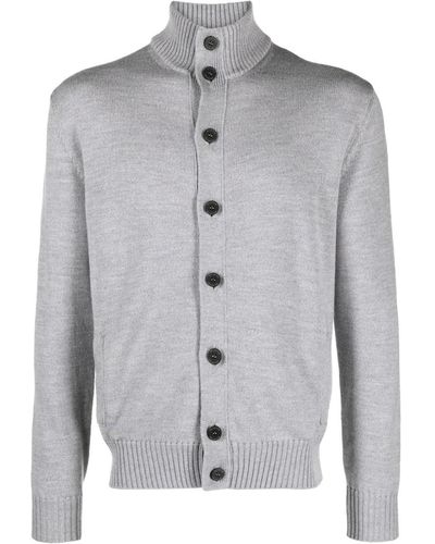 Ballantyne High-neck Wool Cardigan - Grey