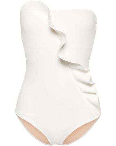 Evarae Ruffled Strapless Swimsuit - White