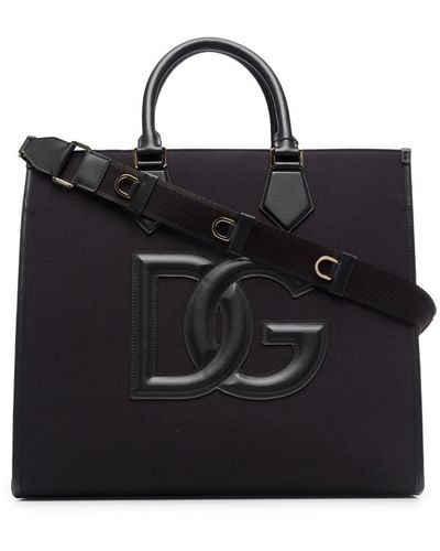 Dolce & Gabbana Bolso shopper con parche del logo - Negro