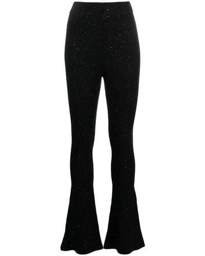 Peserico Wool-blend Knitted Flared Pants - Black