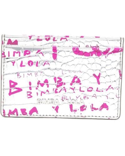 Bimba Y Lola Kartenetui mit Kroko-Effekt - Pink