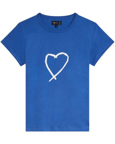 agnès b. Heart-print T-shirt - Blue
